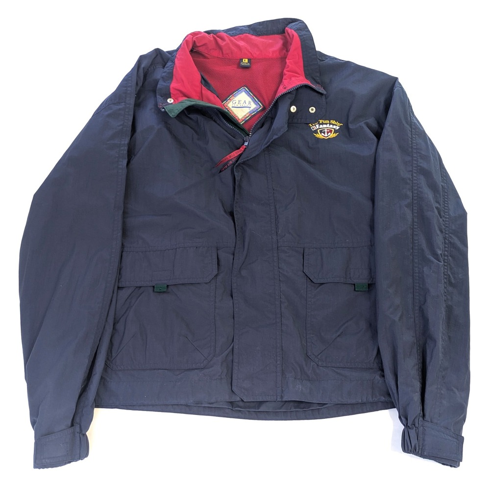 Vintage Gear For Sports Carnival Cruise Line Fantasy Windbreaker Jacket Navy L